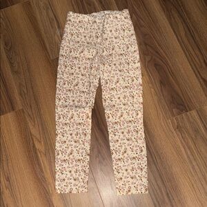 Carolina Belle Floral Print Pants - Cream and Pink